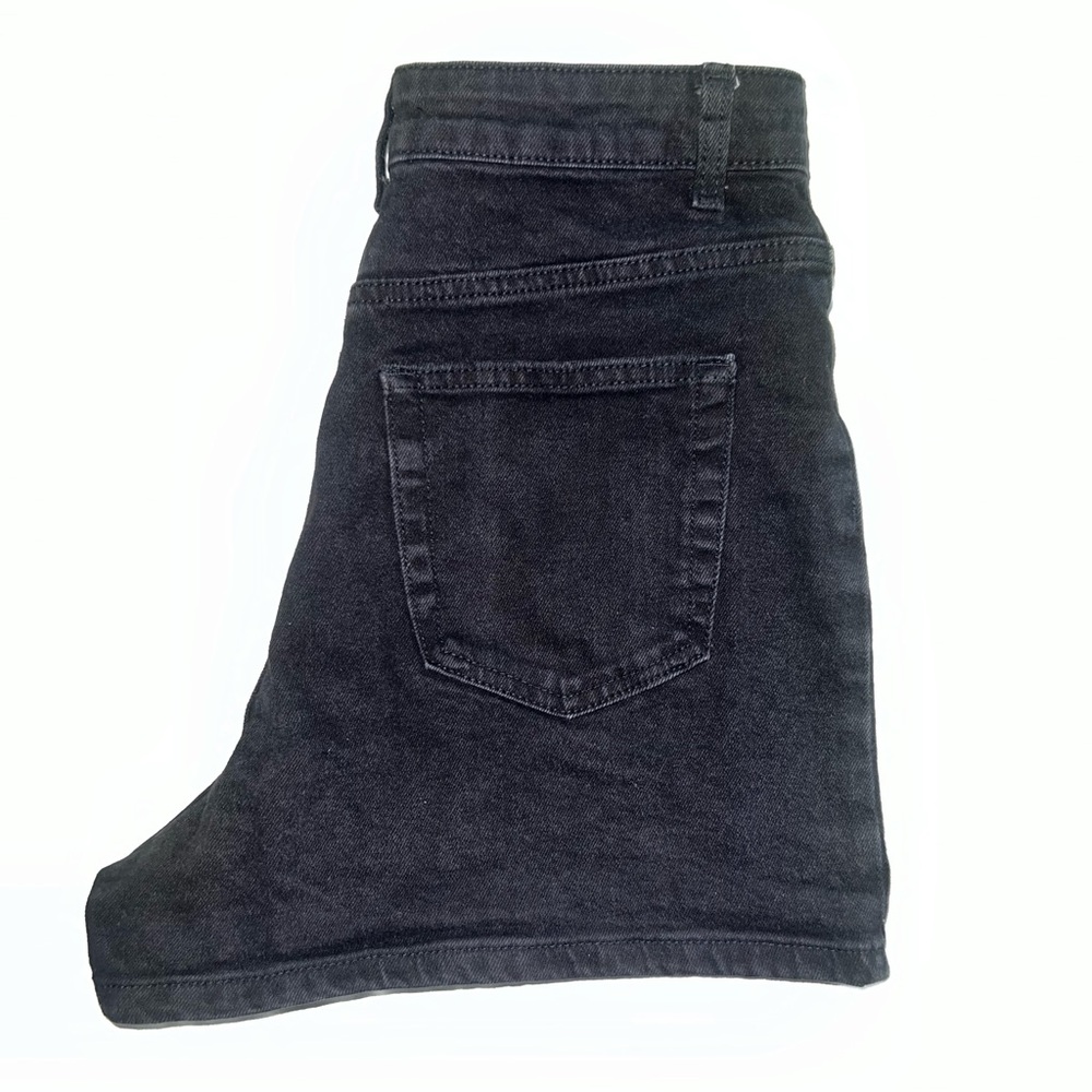 High waisted, black denim shorts